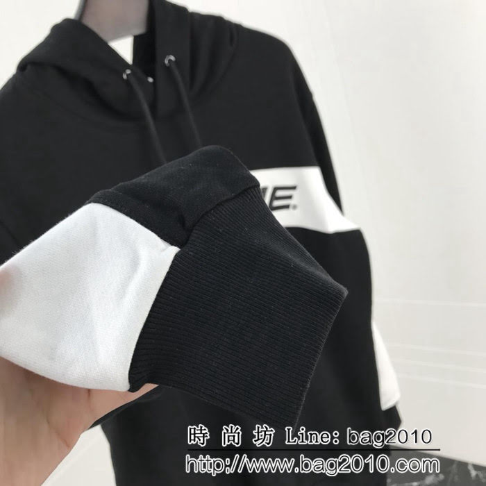 SUPREME 18ss秋冬新款 弧形撞色拼接刺繡字母 純棉連帽衛衣 男女同款 ydi1715